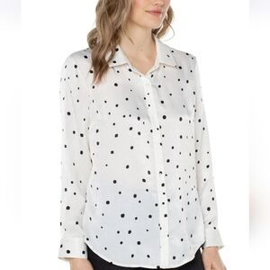 🇺🇸 Liverpool NWTs All  Over Dot  Vanilla Blouse